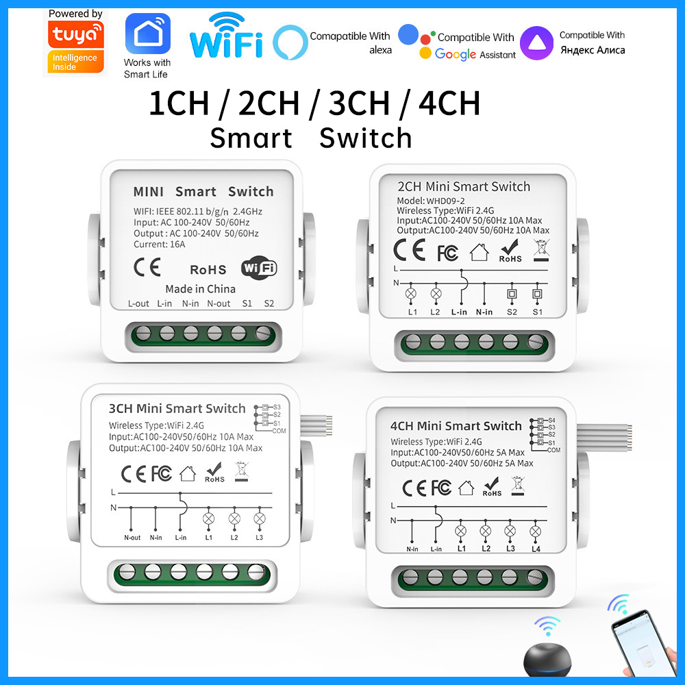 Smart Home Internet - Tuya WiFi Smart Switch 1/2/3/4 Gang
