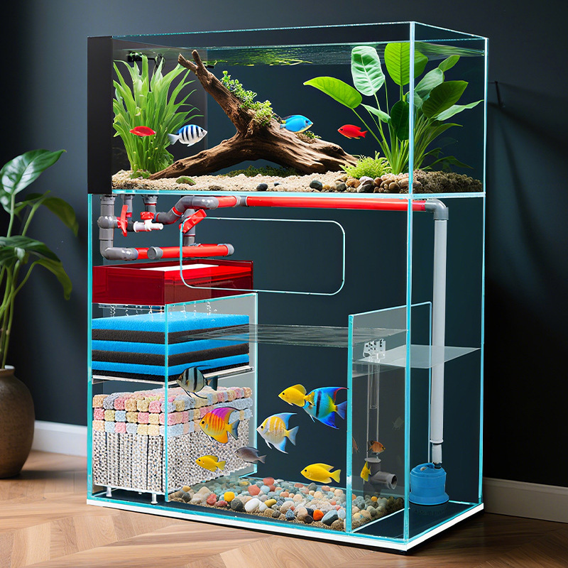 Smart Home Living Room - Akuarium Ikan Modern Pintar Berbentuk Persegi