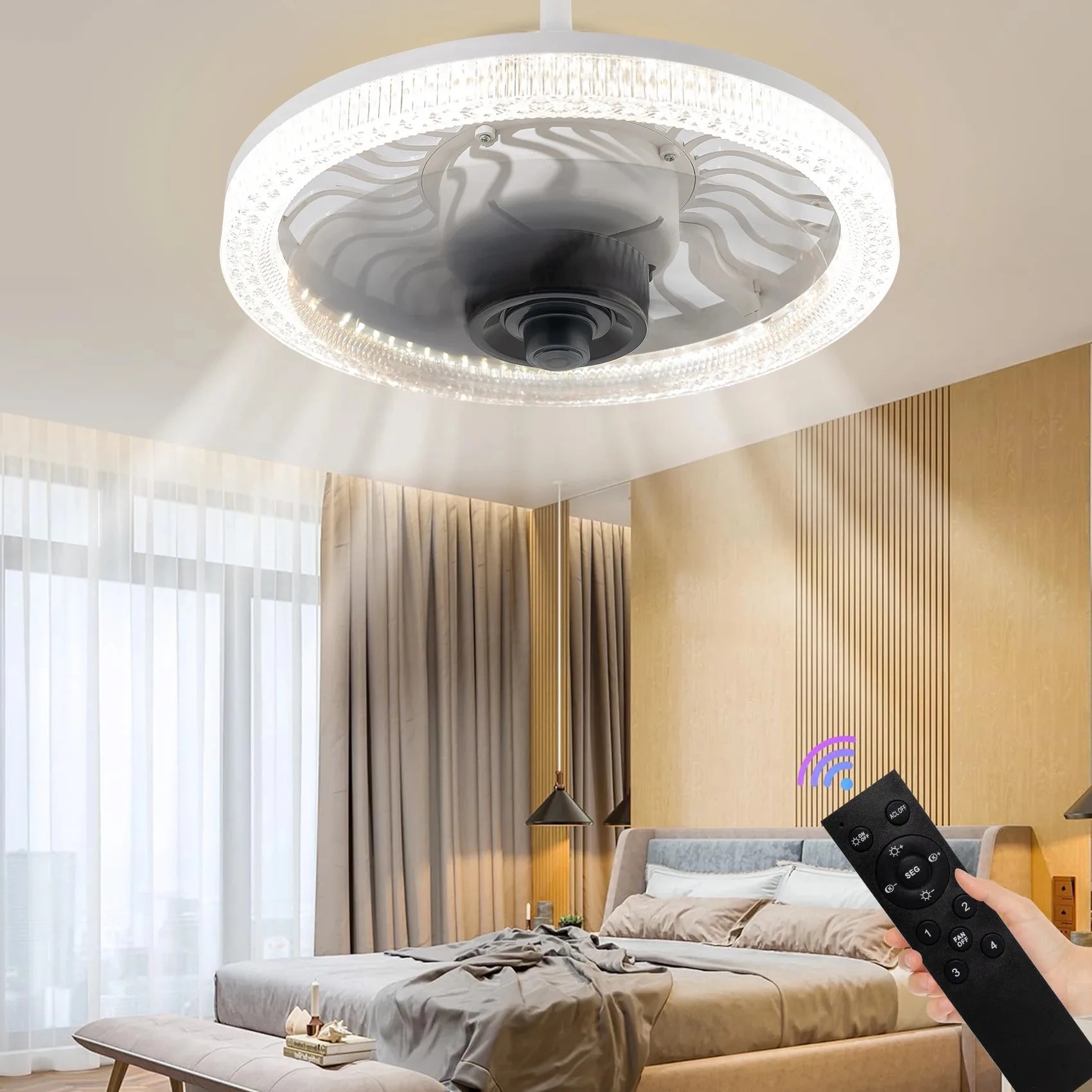 Smart Home Living Room - Lampu Kipas Langit-langit LED Pintar dengan