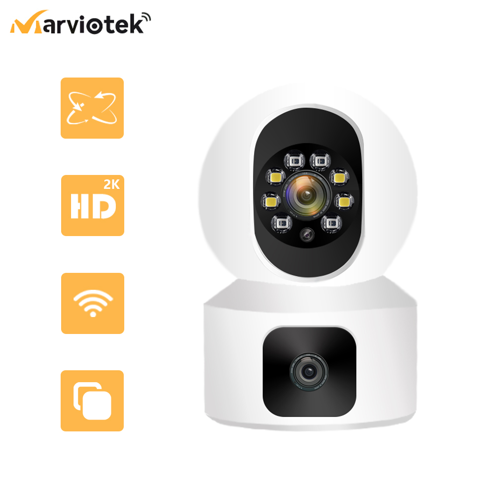 Smart Home Kamera - Kamera Penghalang Wifi 2K Lensa Putar