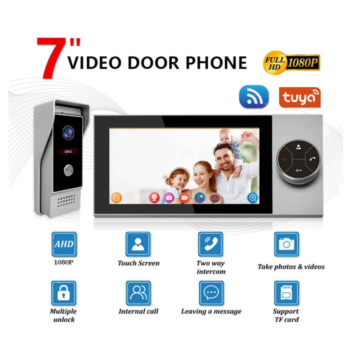 Wifi Doorbell Camera - Layar IPS 7 Inci 2MP Tuya