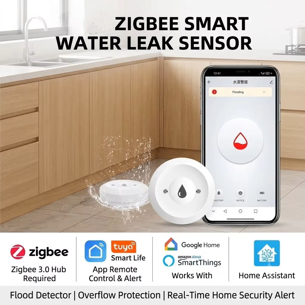 Smart Home Zigbee 3.0 - Sensor Kebocoran Air Pintar ZigBee 3.0,