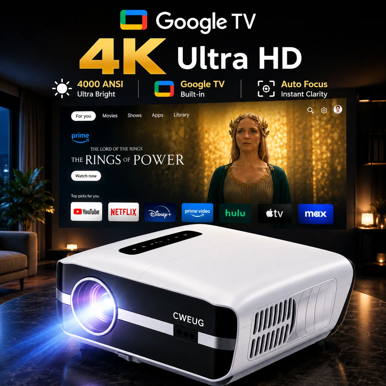 Smart Home Retrofit - Proyektor NewA9S 4k Auto Fokus Proyektor