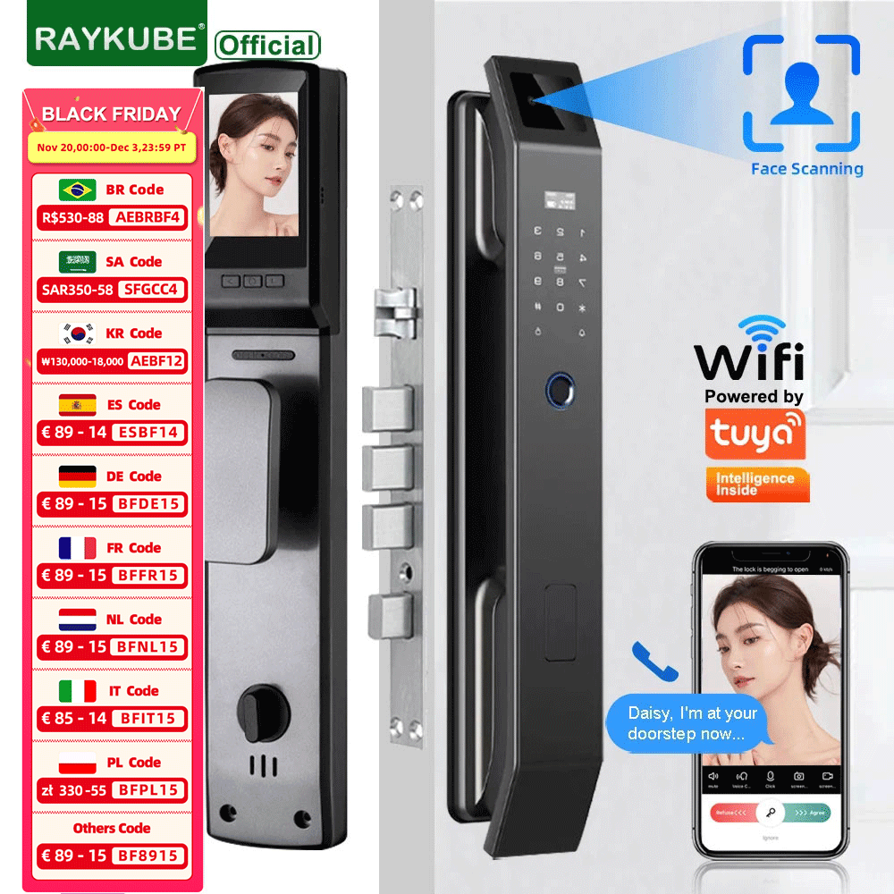 RAYKUBE DF14 Tuya WiFi Kunci S - Wifi Doorbell Camera ulasan dan harga
