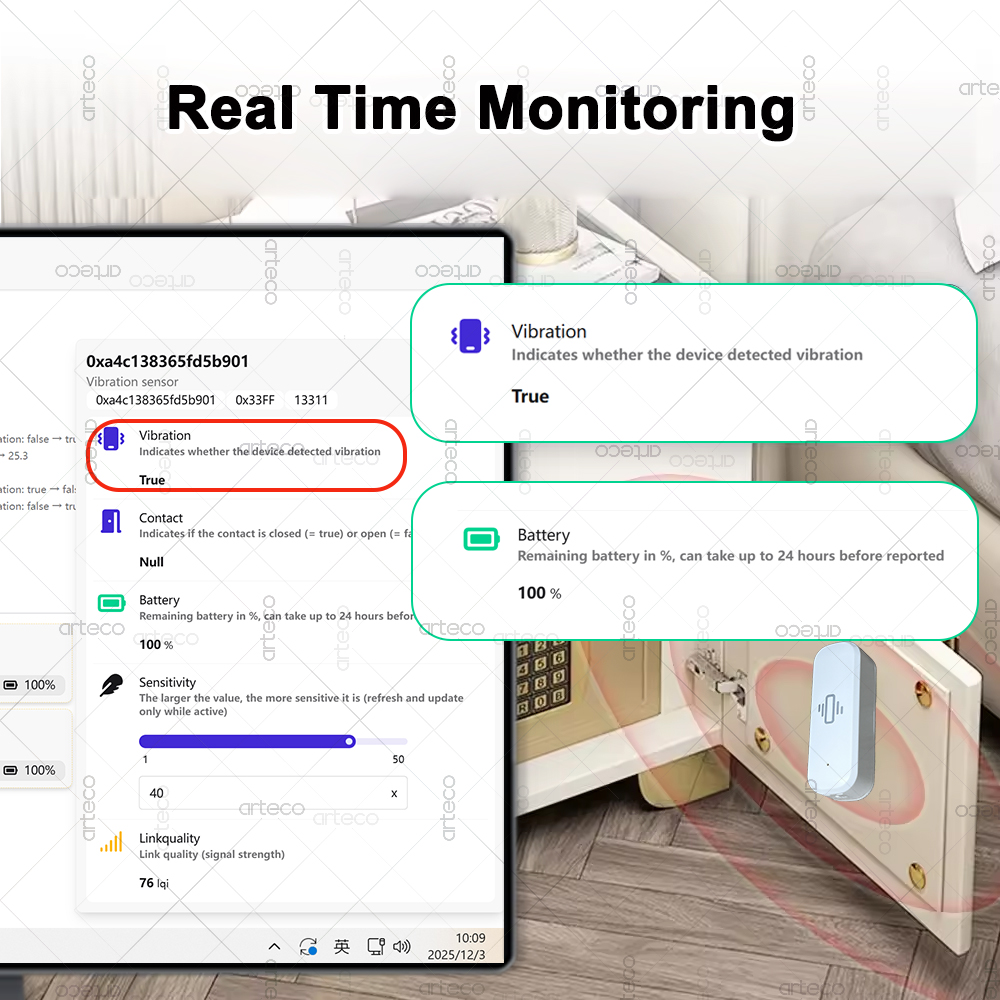 Sensor Getaran ZigBee 3.0 Cerd - Smart Home Zigbee 3.0 ulasan dan harga