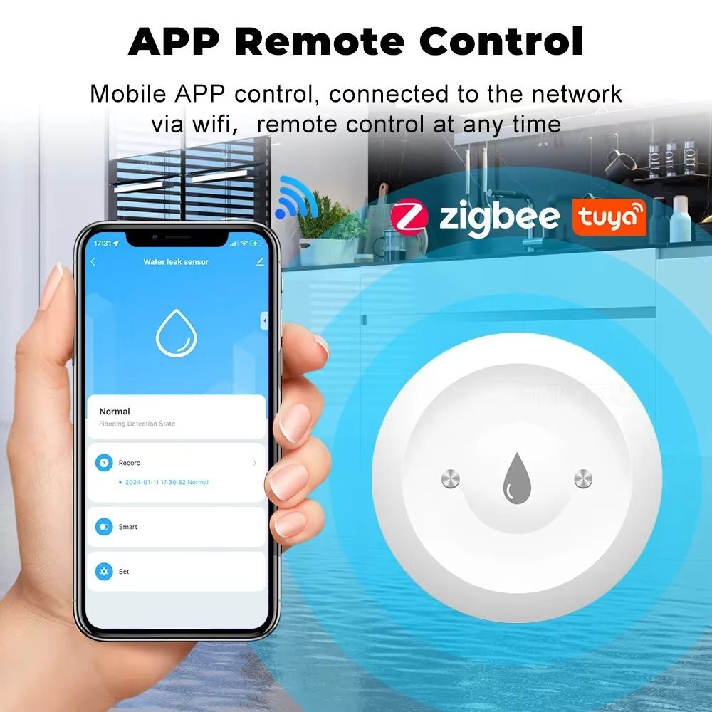Fungsi Alarm Sensor Air ZigBee - Smart Home Zigbee 3.0 ulasan dan harga